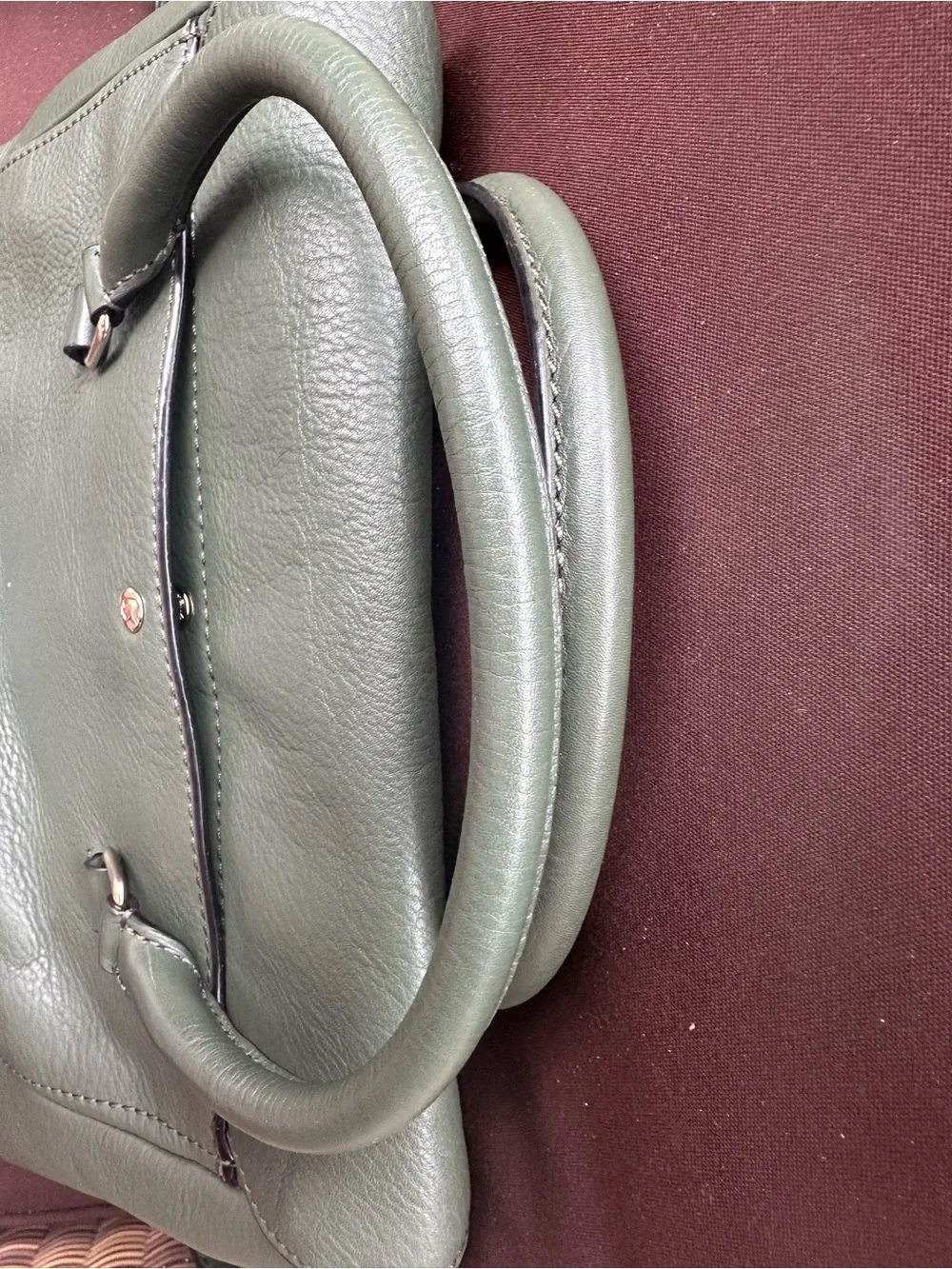 kate spade Olive Green Leather Satchel with Gold-Tone Hardware